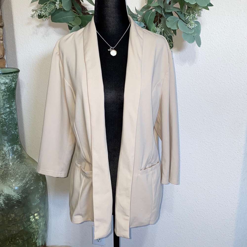 Meaneor- Tan/Cream Long Sleeve Pocket Jacket Sz Xl